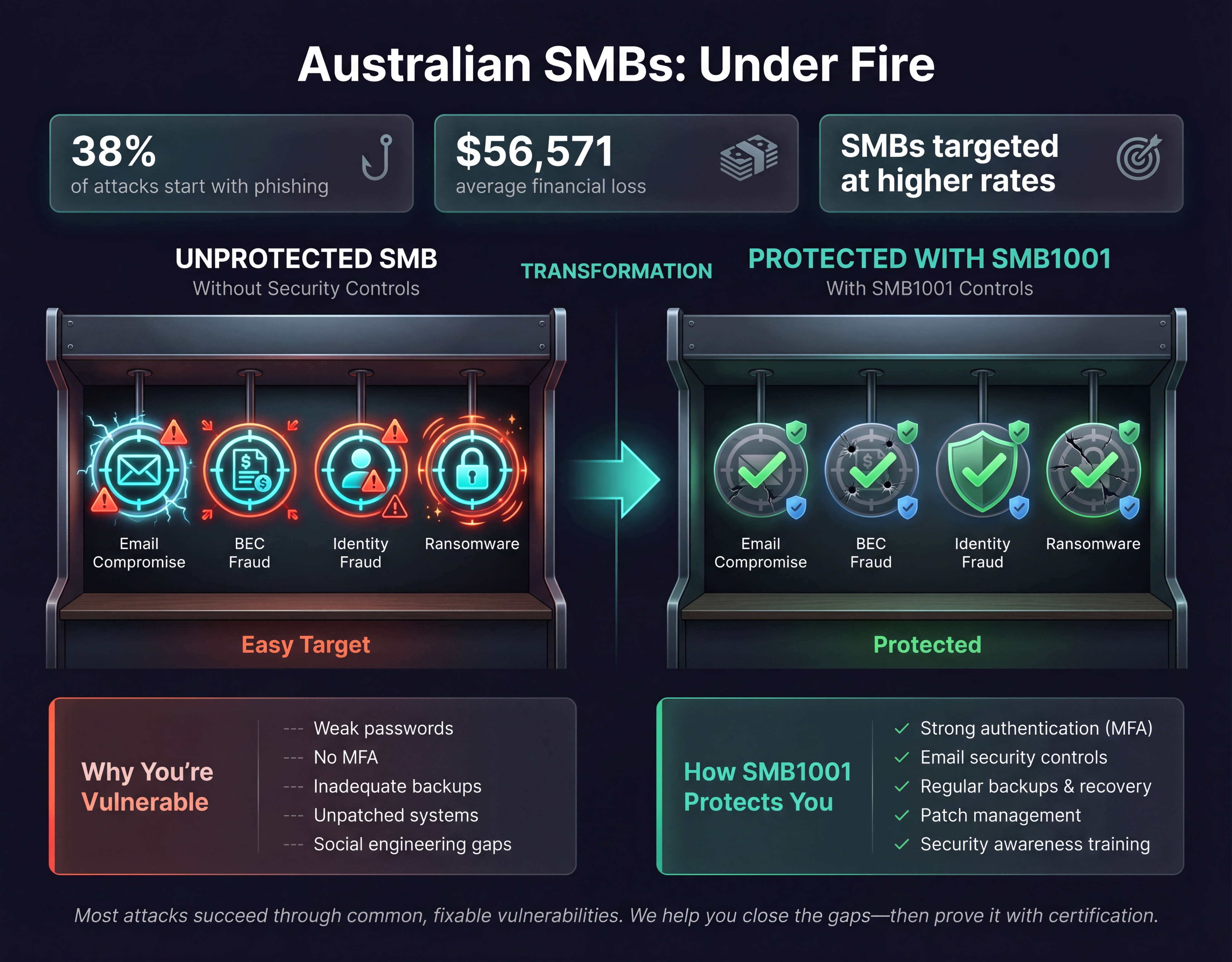 Cyber threats targeting Australian SMBs infographic